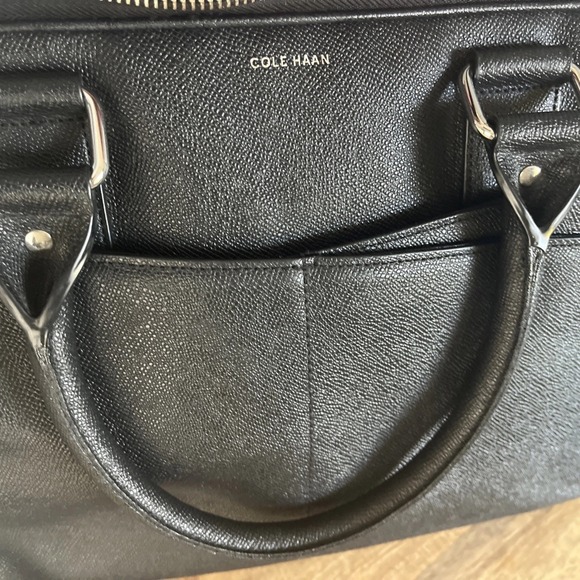Cole Haan American Airlines Black Pebbled Leather Attache Brief Case Laptop Bag - Picture 9 of 13